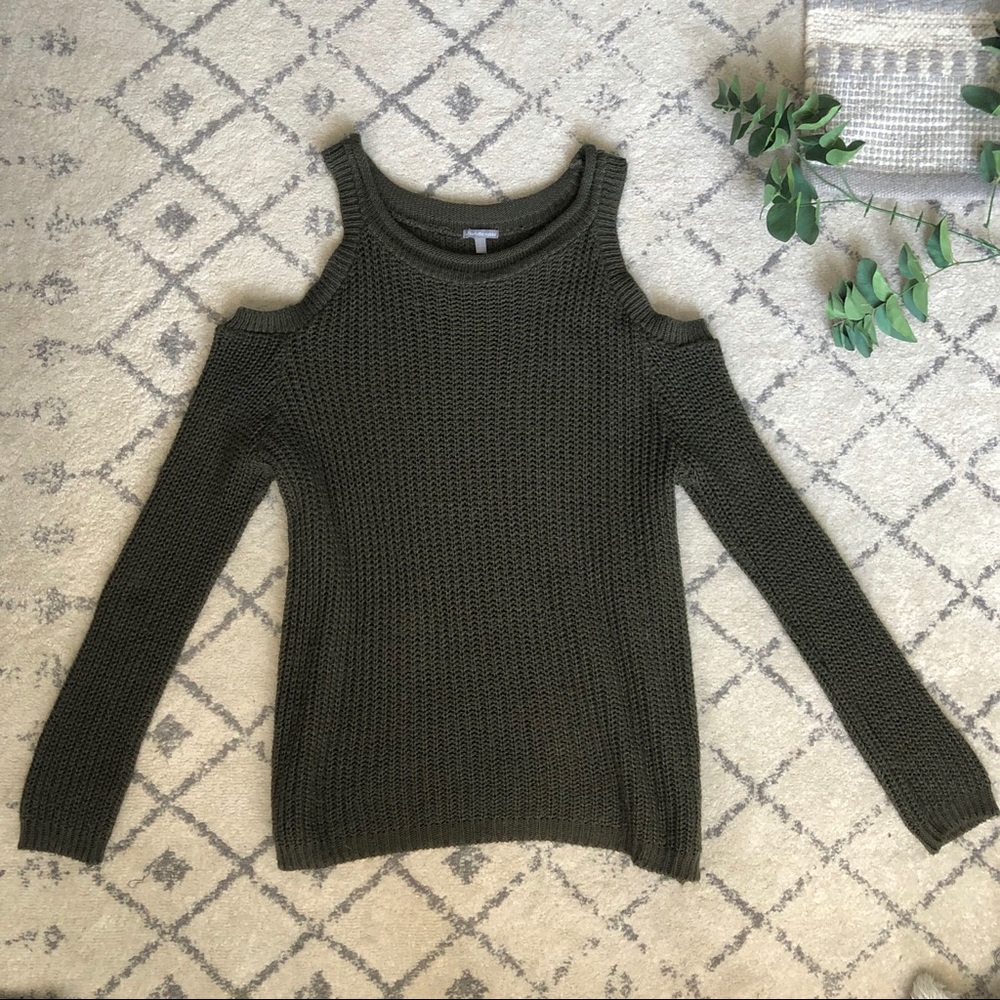 Cold shoulder knit sweater